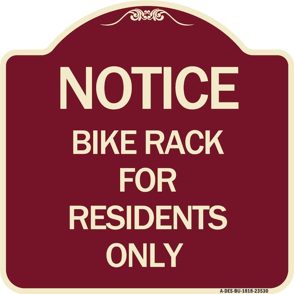 Signmission Bike Rack for Residents Heavy-Gauge Aluminum Architectural Sign, 18" x 18", BU-1818-23530 A-DES-BU-1818-23530 - main